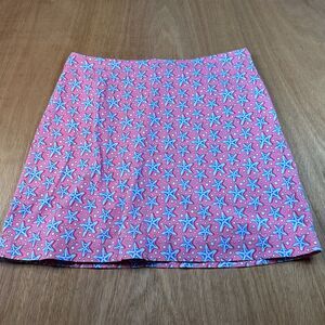 Vineyard Vines Starfish Mini Skirt Womens 4 Pink Blue Coastal Preppy